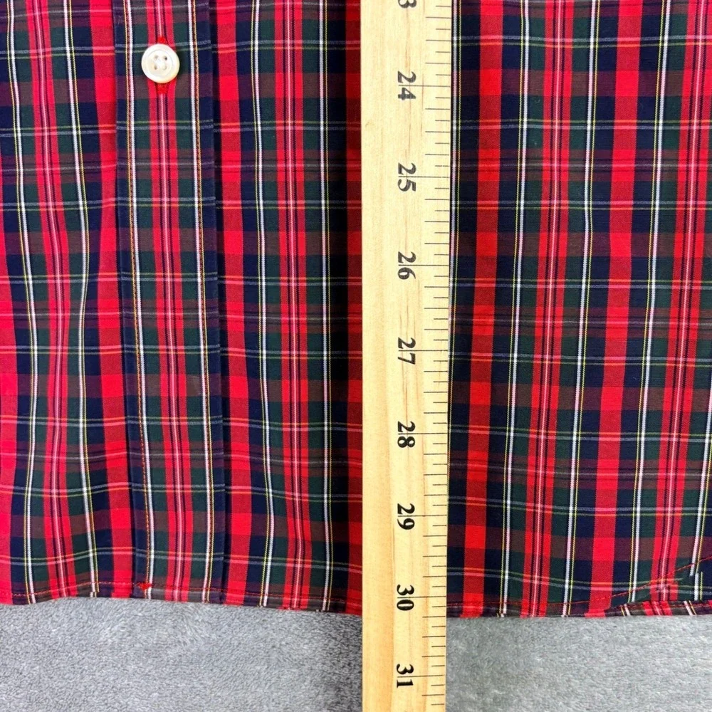 J Crew Thompson Shirtings Mens M Red Plaid Wrinkle Free Button Down Shirt Preppy